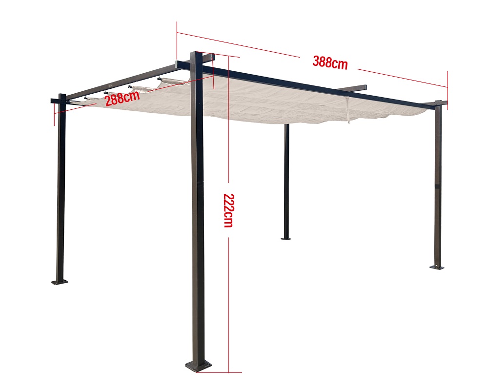 Pavillon Pergola  LUXOR LIGHT 3x4m  beige-antrazit Schiebedach