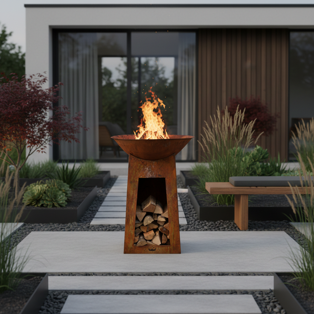 Feuerstelle Feuerschale XXL Cambridge 110 cm rostoptik Terrasse Jet-Line