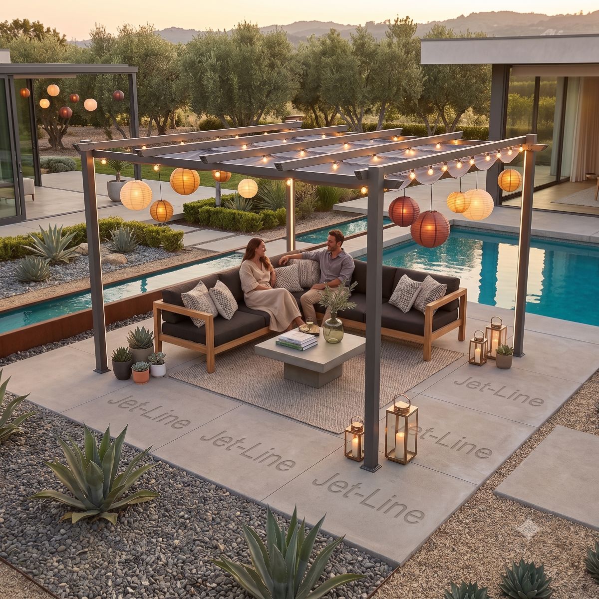 Jet-Line | Pergola Aluminium | Pavillon | Kairo light | Terasse Sonnenschutz| Garten | 3 x 3 Meter
