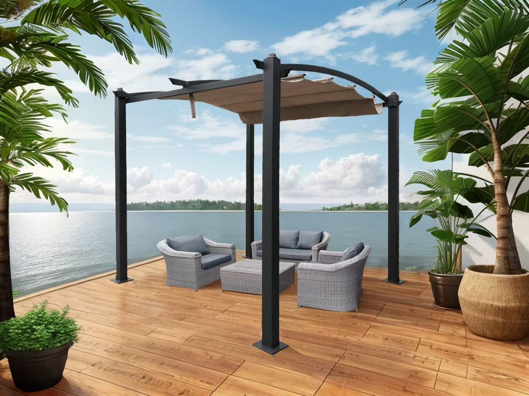 Gartenpavillon Pergola GISEH 3x3m Pavillon Aluminium Jet-Line Sonnenschutz