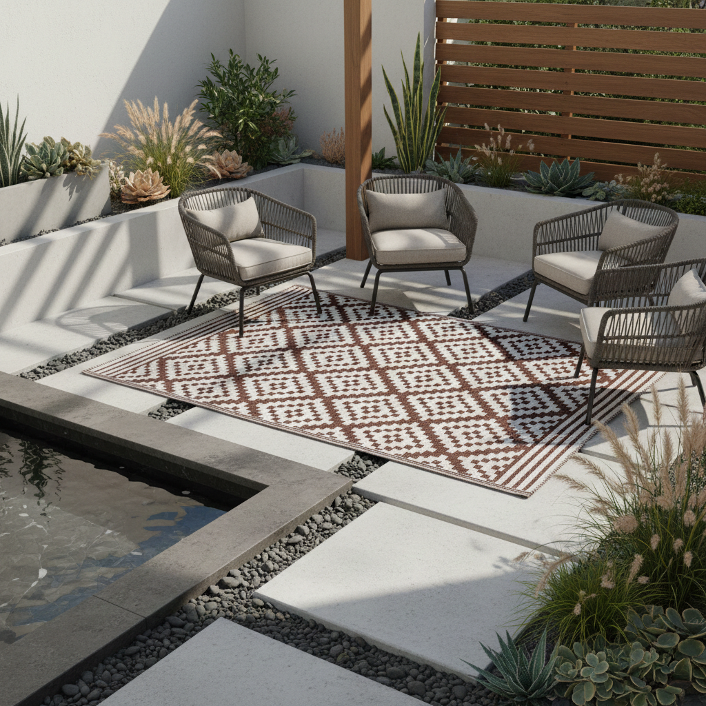 Garten Teppich Outdoor Kunststoffteppich AUSTIN braun 240x300 cm Terrasse Balkon