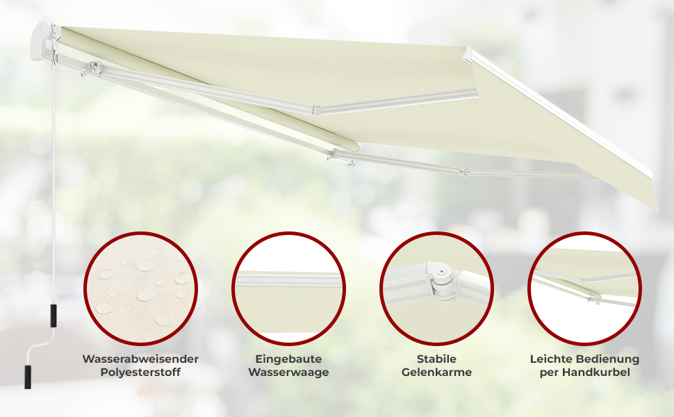 Gelenkarmmarkise SUNPOWER 5x3 m  beige Markise für Terrasse Balkon