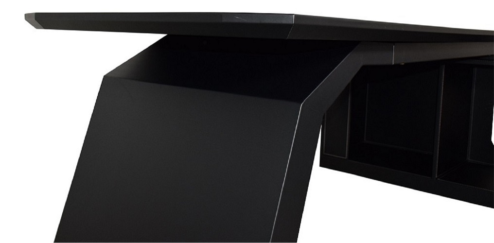 Büromöbel Chef Schreibtisch Managerschreibtisch Büroschreibtisch PITTSBURGH schwarz 2,2x1,85x 0,76 m