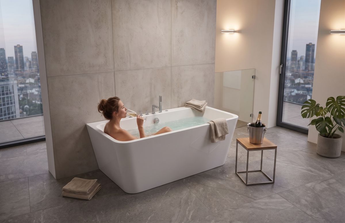 Badewanne, Freistehende Badewanne, Whirlpoolbadewanne, Badezimmer, Wohnraumberdeckung