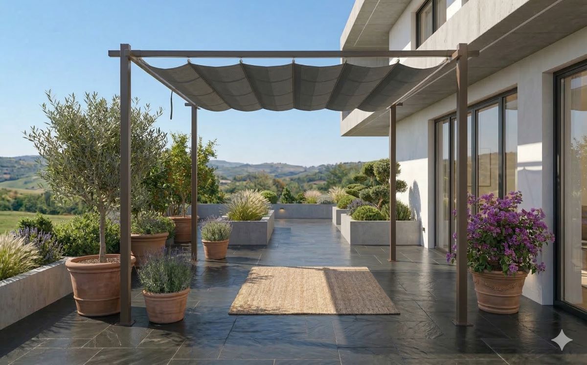 Jet-Line | Pergola Aluminium | Pavillon | Kairo light | Terasse Sonnenschutz| Garten | 3 x 3 Meter