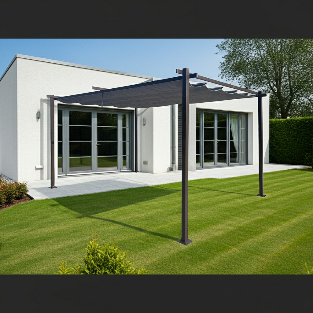 Jet-line | Pavillon Luxor Light | Pergola Überdachung | Sonnenschutz | Terrasse | Garten | anthrazit