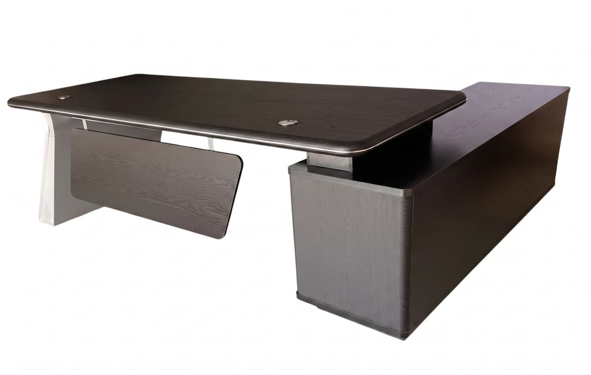 Chef Schreibtisch Eckschreibtisch Porto links schwarz 220x180x75 Büromöbel