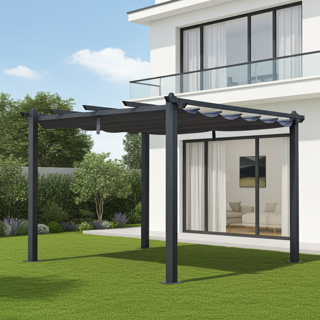 Pavillon Gartenpavillon 3x4m Luxor anthrazit aus Aluminium UV-Schutz wasserabweisende Überdachung