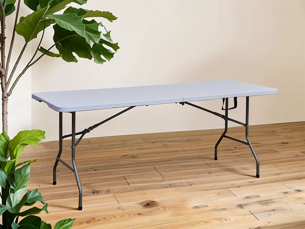 Buffettisch Gartentisch Klapptisch zusammenklappbar faltbar weiß grau 180x70x74cm NIKOLAUS