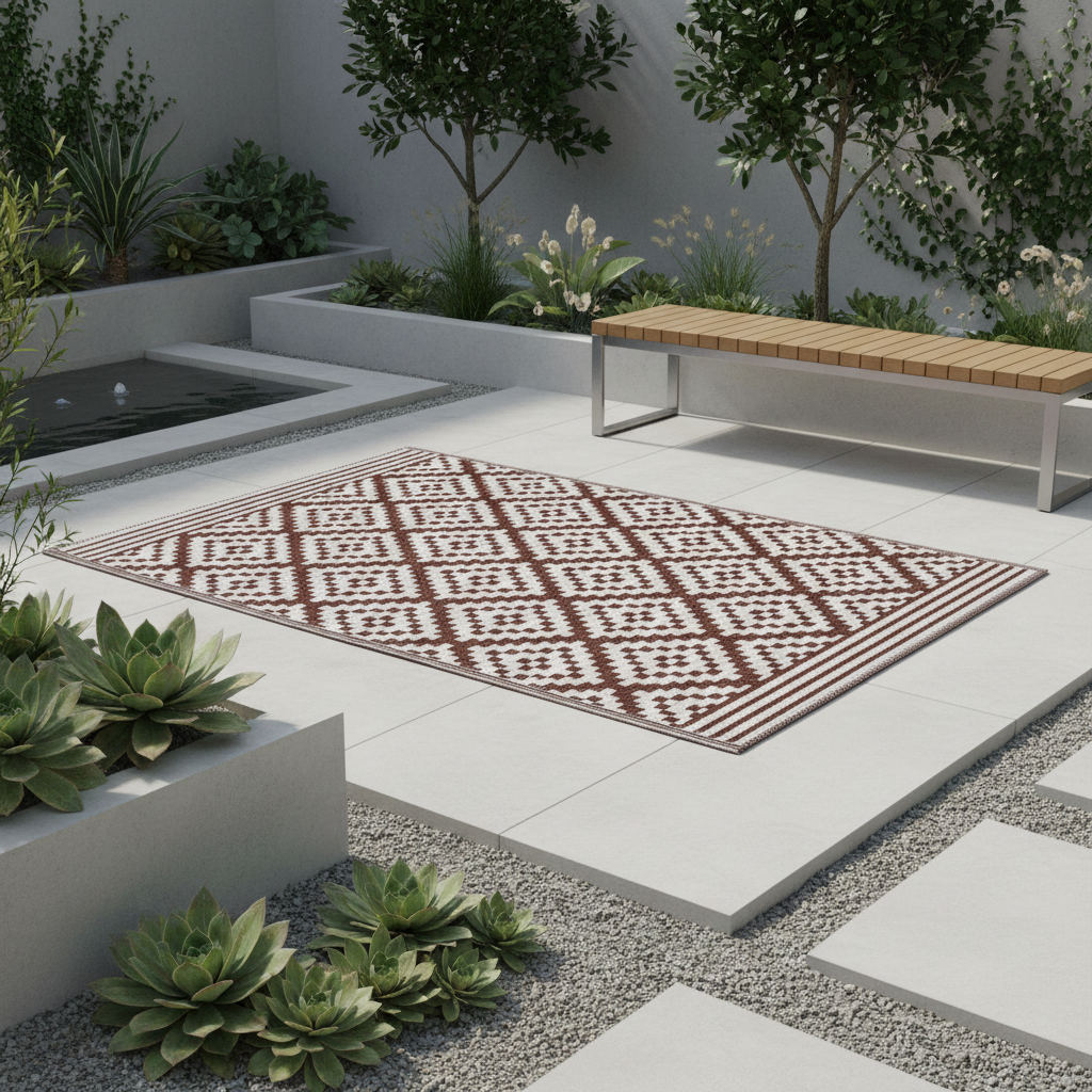 Garten Teppich Outdoor Kunststoffteppich AUSTIN braun 120 x 180 cm Balkon Terrasse