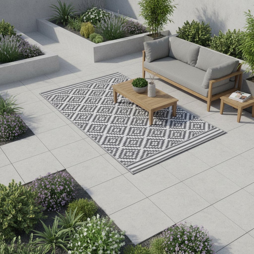 Gartenteppich Outdoor Kunststoffteppich grau Austin 150x240 cm Outdoor Terrasse Balkon