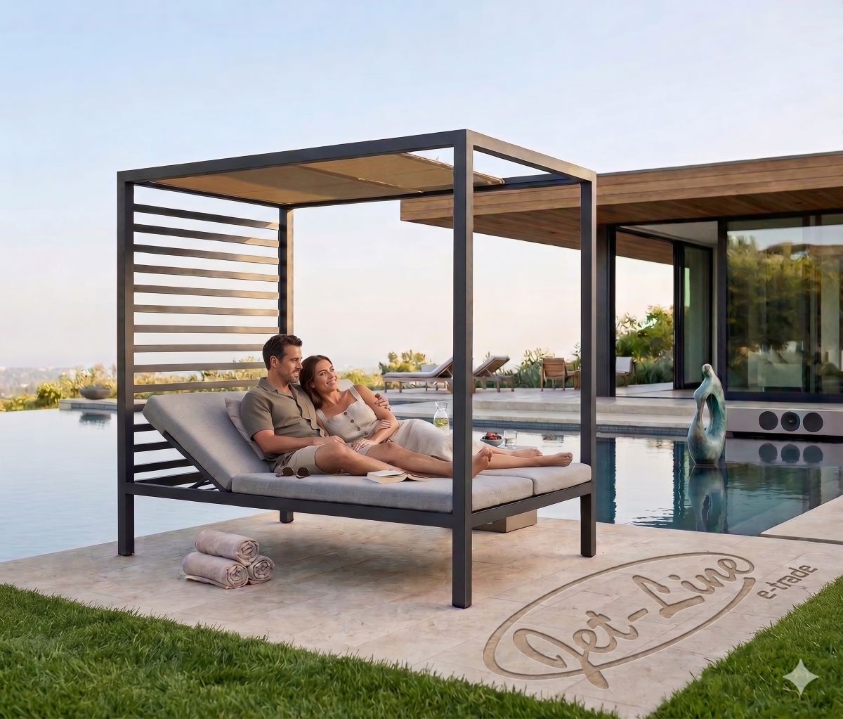Pavillon Liegepavillon Gartenpavillon 2,1x 1,49m Baccaro weiß UV-Schutz Sonnenschutz für Terrasse