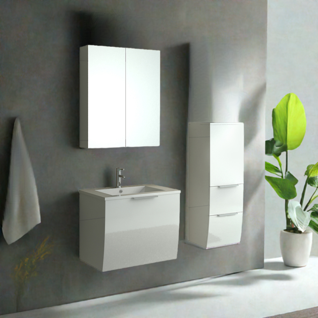 Jet-Line Badset Weiß – Modernes Badezimmermöbel-Set mit Spiegelschrank & zusätzlichem Hängeschrank