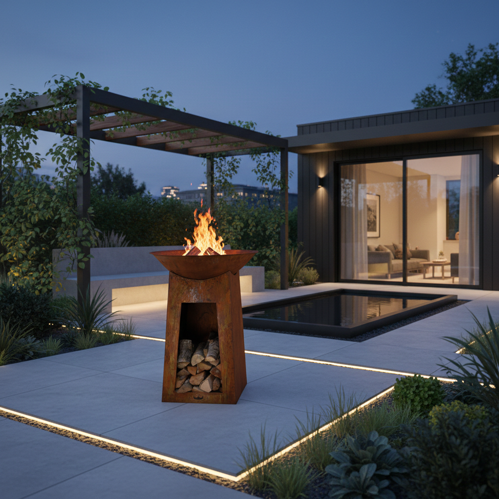 Feuerstelle Feuerschale XXL Cambridge 110 cm rostoptik Terrasse Jet-Line