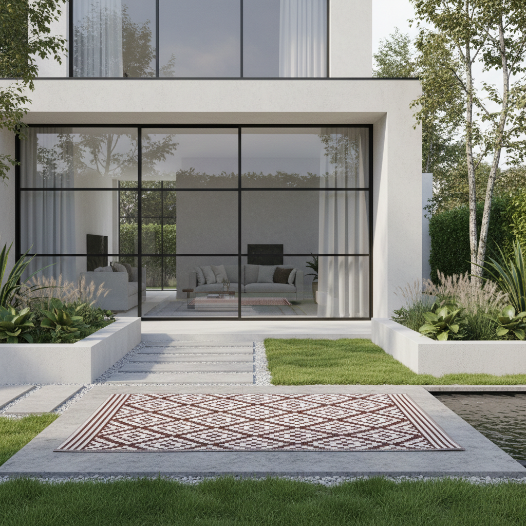 Garten Teppich Outdoor Kunststoffteppich AUSTIN braun 120 x 180 cm Balkon Terrasse