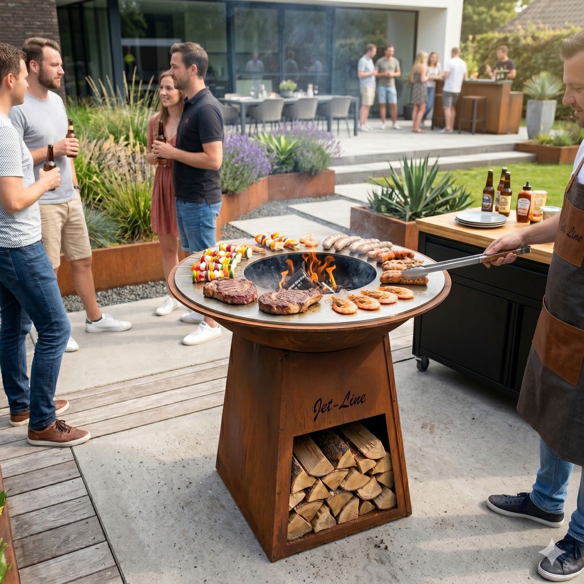 Feuerschale Bahrain in Rostoptik112 x  62 cm Garten Grill Outdoor Feuerstelle Feuerkorb