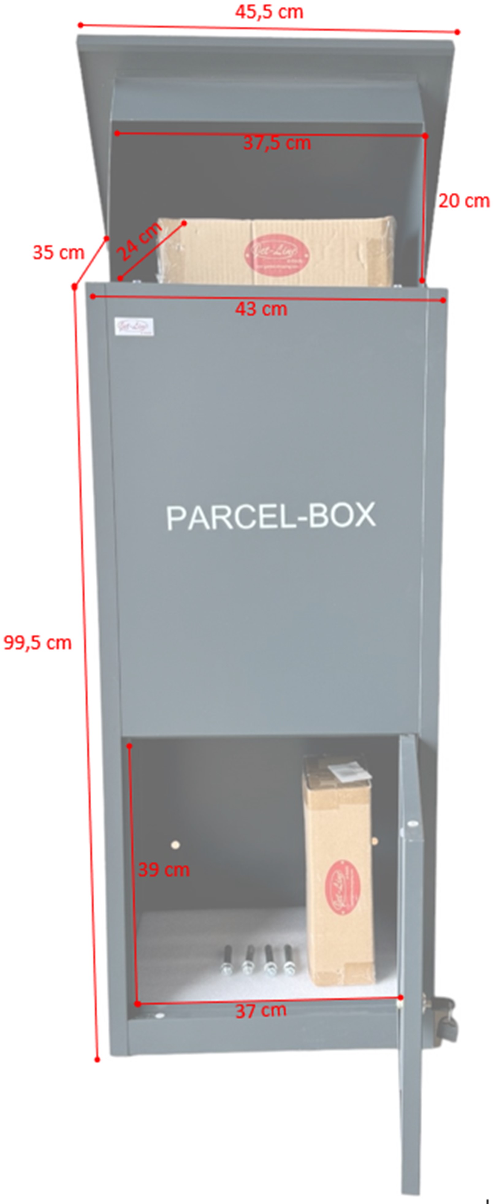 Jet-Line® | Paketbox |Paketablage Briefbox mit Paketfach Gr.XX L | Metall anthrazit 103x36,5x45,5cm