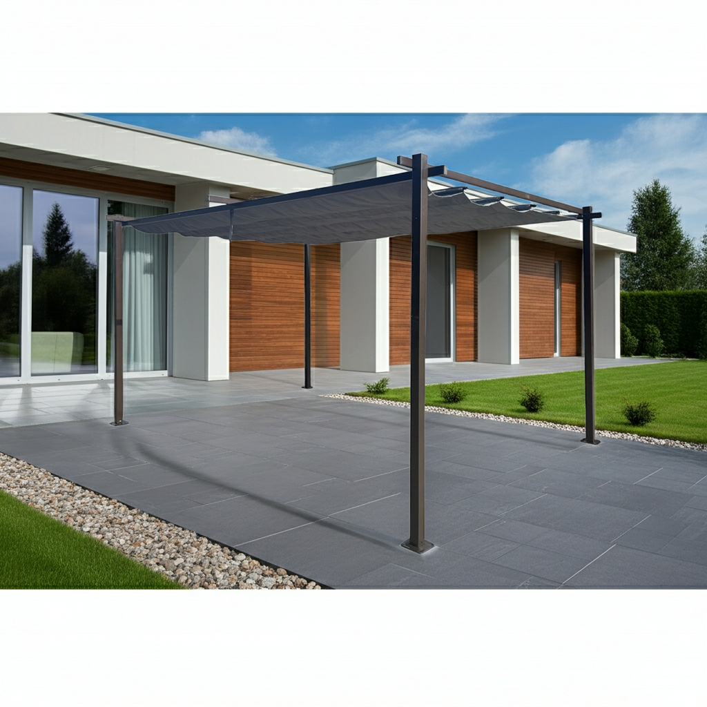 Jet-line | Pavillon Luxor Light | Pergola Überdachung | Sonnenschutz | Terrasse | Garten | anthrazit