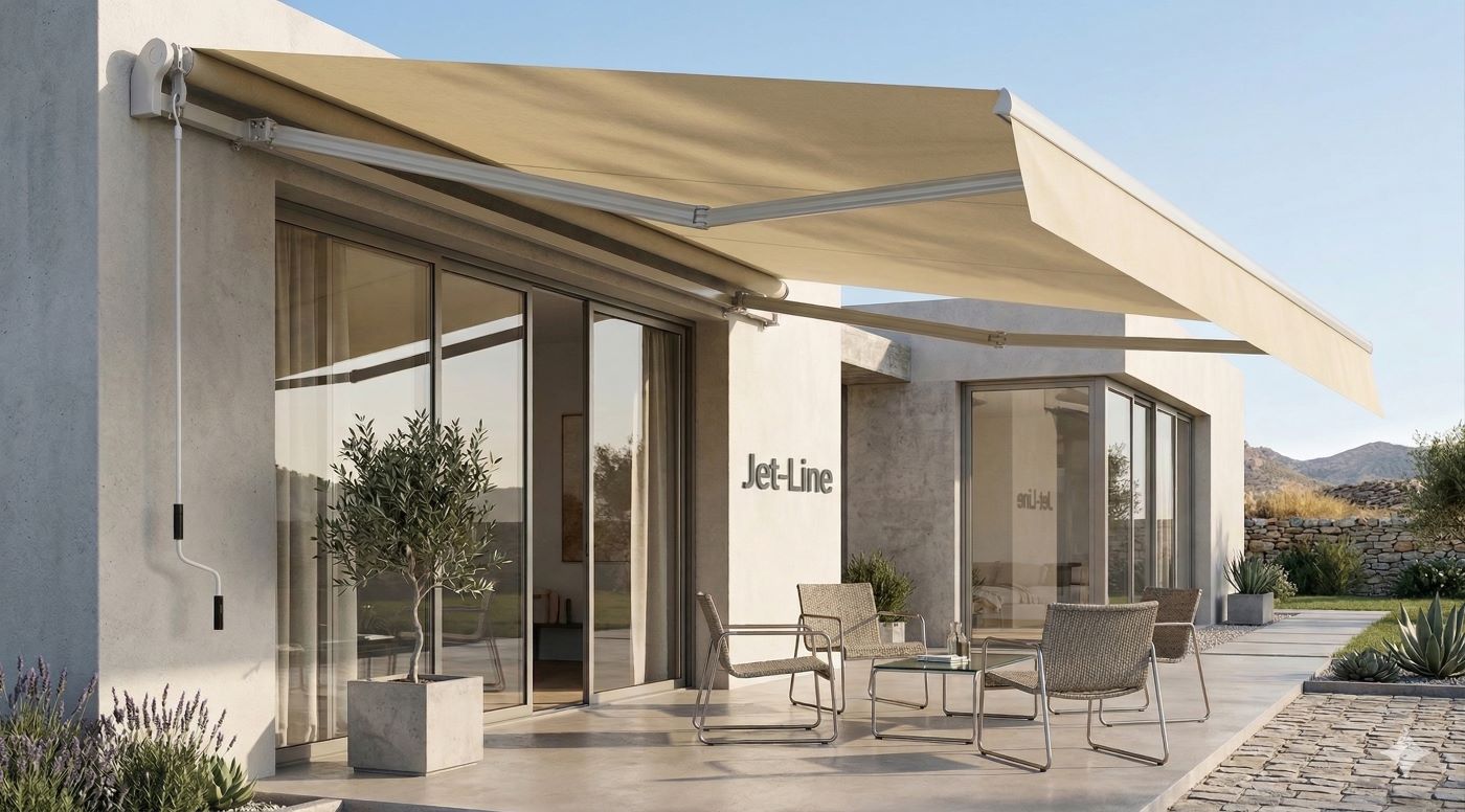 Markise Gelenkarmmarkise 5x3 m Sunpower beige UV-Schutz wasserbeständig Terrasse Balkon