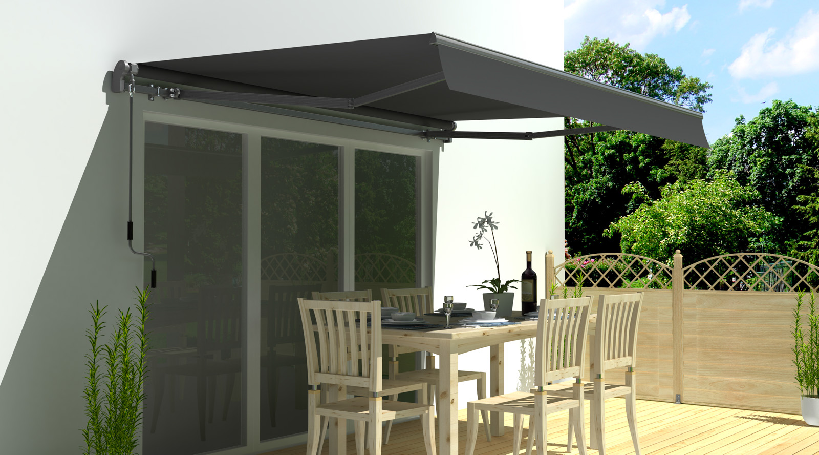 Markise Sunpower 5 x 3 m in anthrazit Gelenkarmmarkise