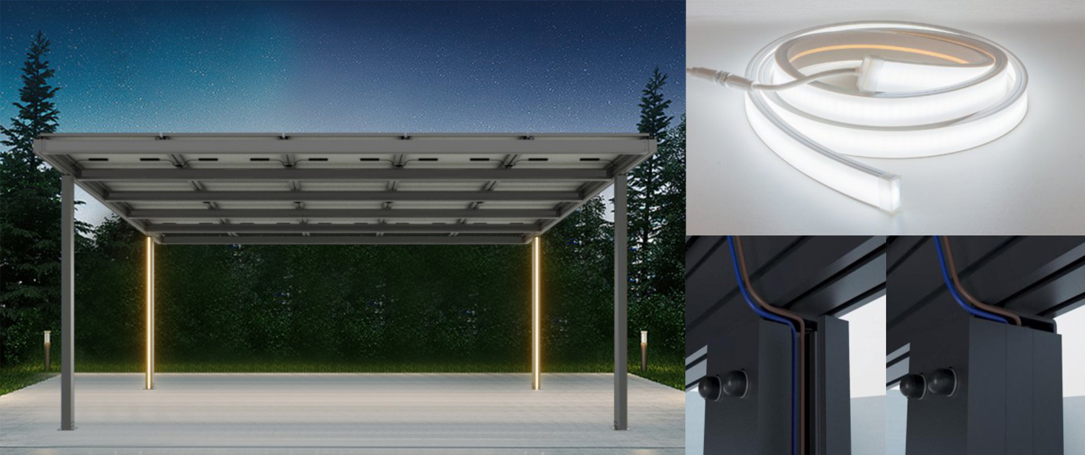 Solar Carport Doppelcarport Aluminium Rahmen ohne Module für zwei Fahrzeuge