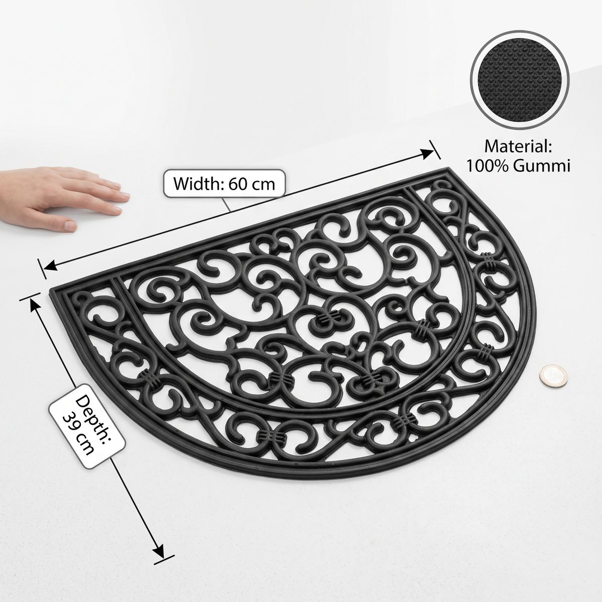 tappeto, piastra per pavimento, ferro battuto, pattern decorativo, mezza luna