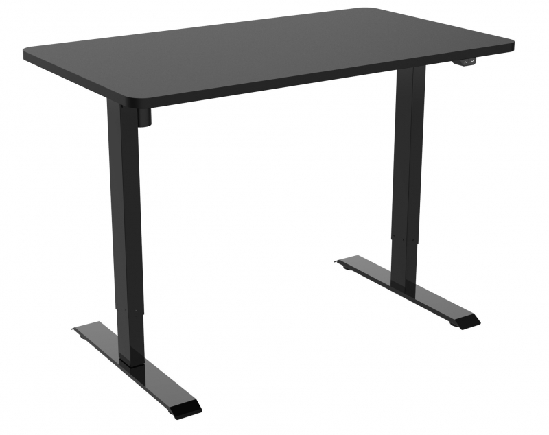 Jet-Line höhenverstellbarer Schreibtisch Gestell inklusive Tischplatte schwarz Steh-/Sitzarbeitsplat