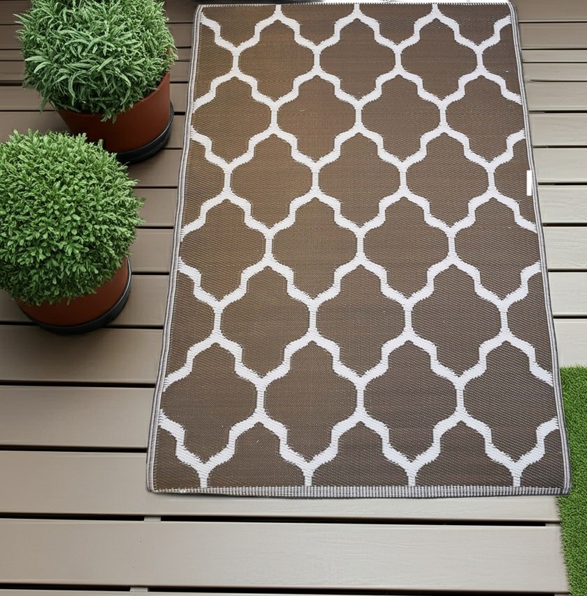 Garten Outdoor Teppich Kate 120x180cm braun von Jet-Line Terrasse Balkon