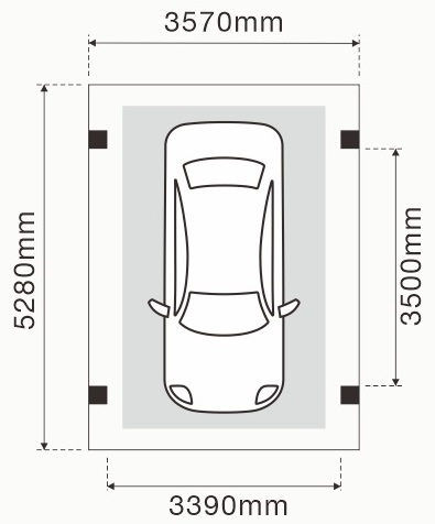 Solar Carport Aluminium Rahmen ohne Module 3570 x 5280 mm