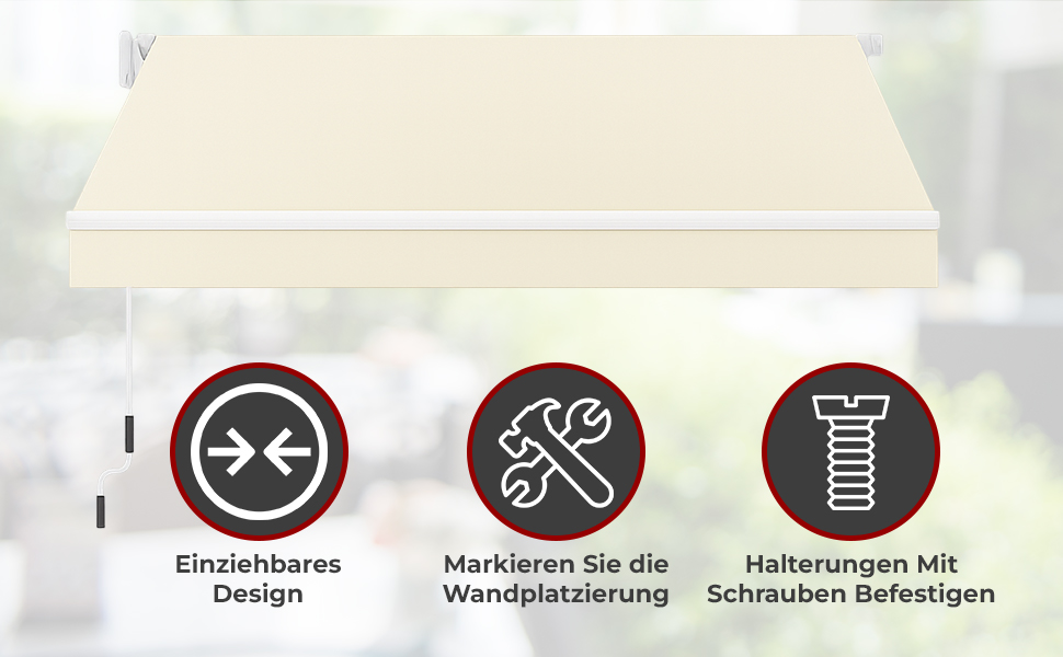 Gelenkarmmarkise SUNPOWER 5x3 m  beige Markise für Terrasse Balkon