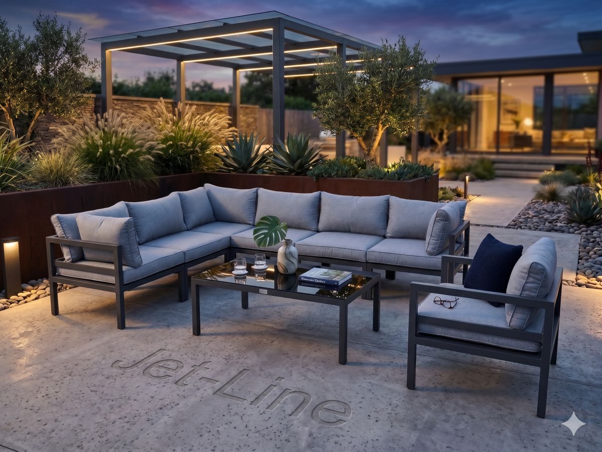 KRETA XXL Aluminium Gartenmöbel-Set in Hellgrau – Stilvolle Ecklounge