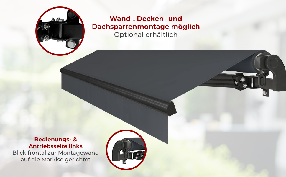 Markise Sunpower 5 x 3 m in anthrazit Gelenkarmmarkise
