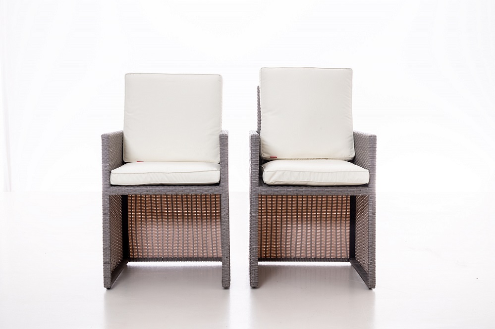 2er-Set Stühle Bali ingrau hochwertig Rattan Aluminium