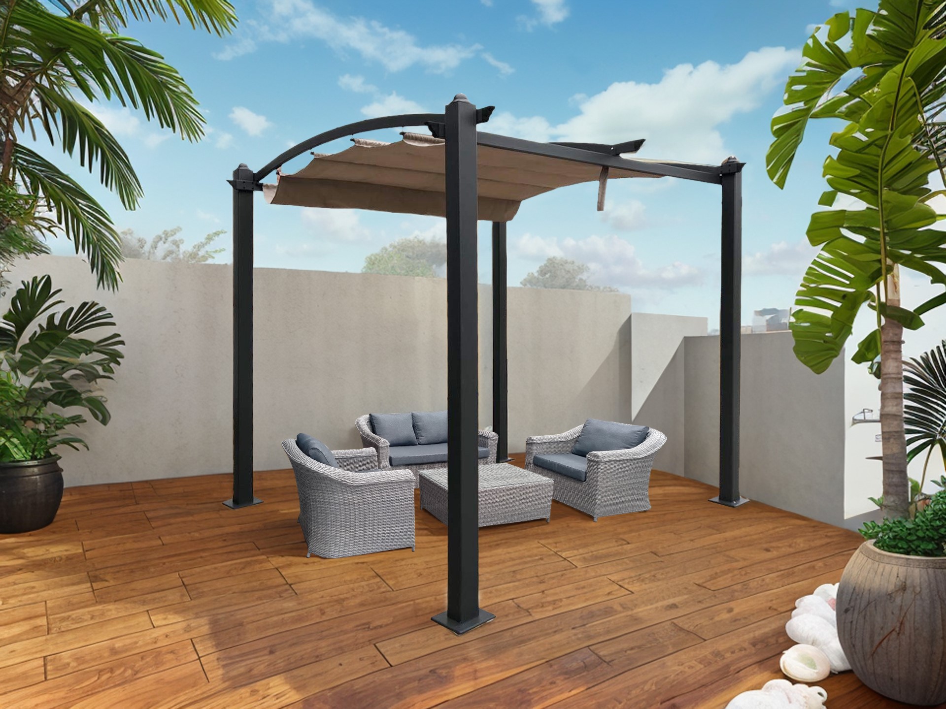 Gartenpavillon Pergola GISEH 3x3m Pavillon Aluminium Jet-Line Sonnenschutz