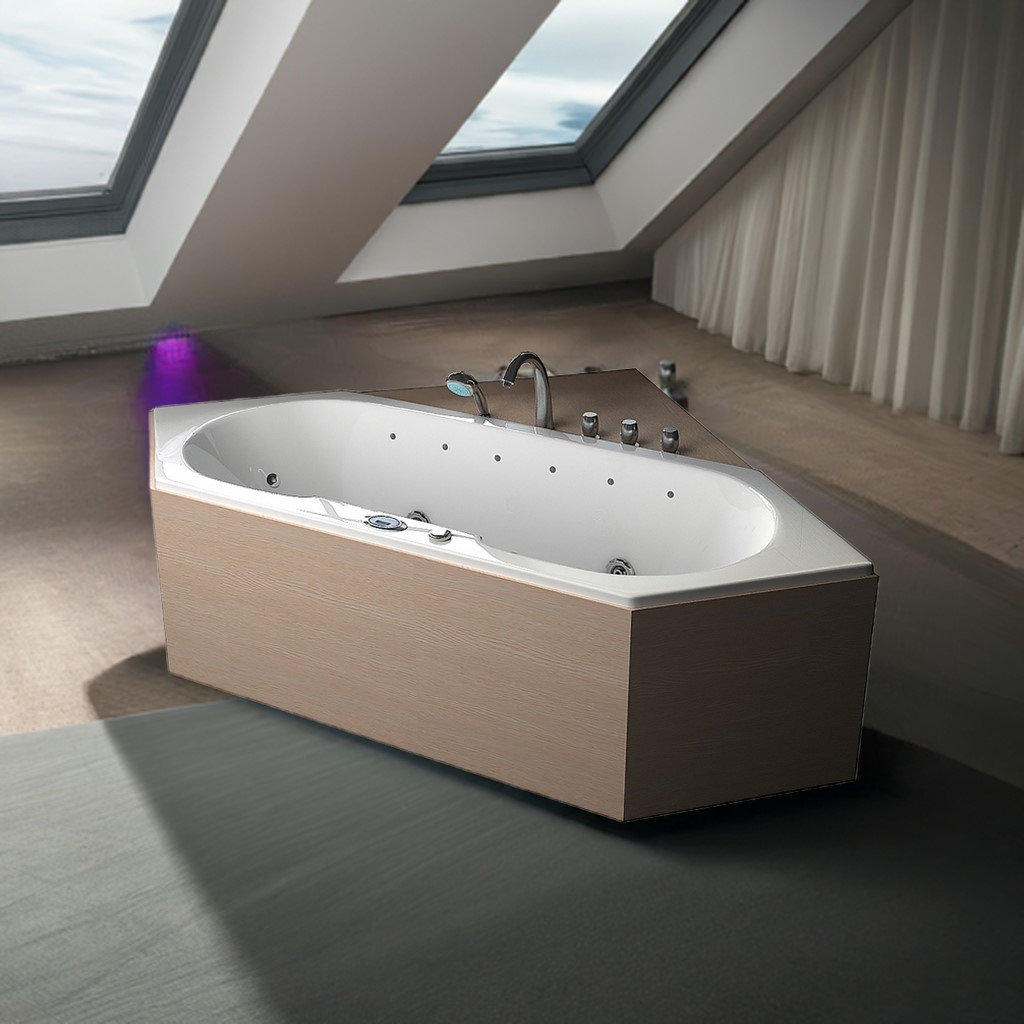 Whirlpool Badewanne VILLA MEDICI 209 x 80.5 cm weiss