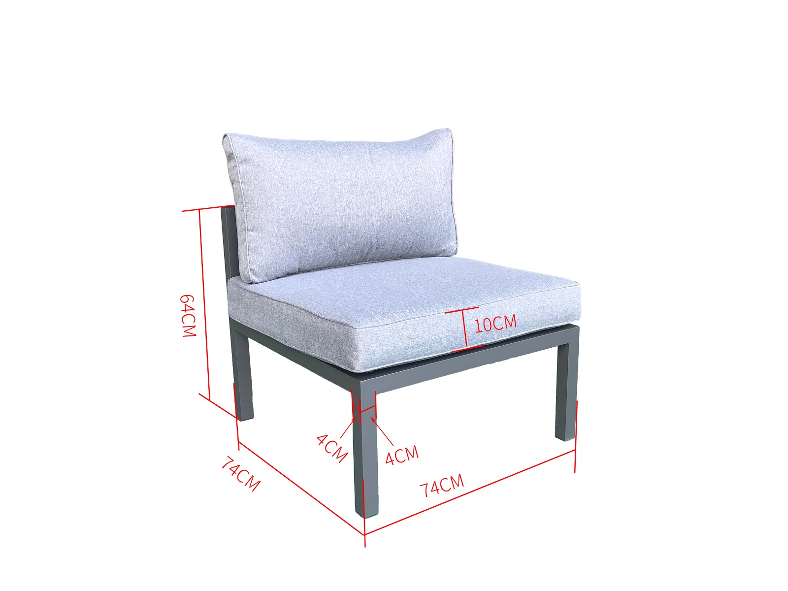 Mittelteil für Gartenset Kreta Rhodos grau