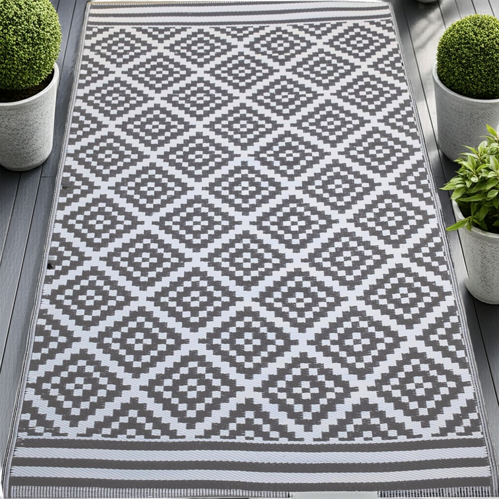 Gartenteppich Outdoor Kunststoffteppich grau Austin 150x240 cm Outdoor Terrasse Balkon