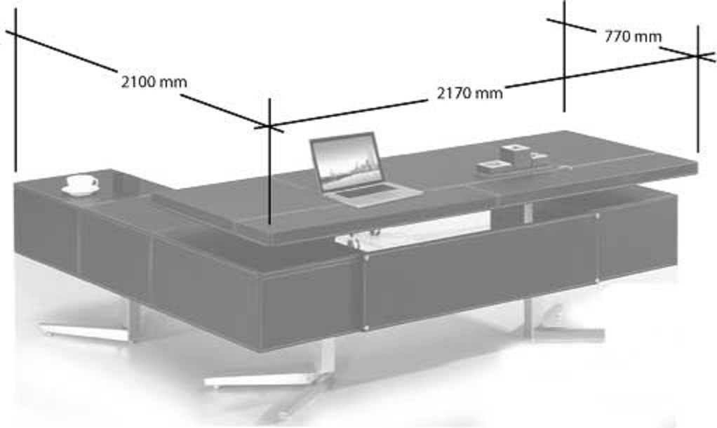 Schreibtisch Bari' rechts in schwarz Edelstahl Winkelschreibtisch