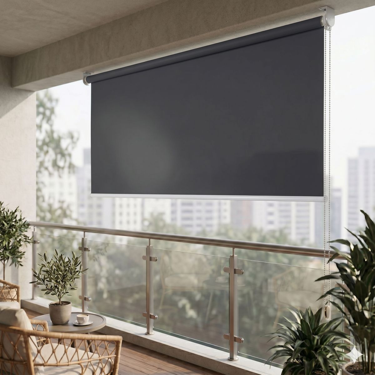 Sichtschutzrollo Vertikalmarkise Sonnenschutz Sichtschutz blickdichtes Rollo 1,2 x 2,3 m anthrazit