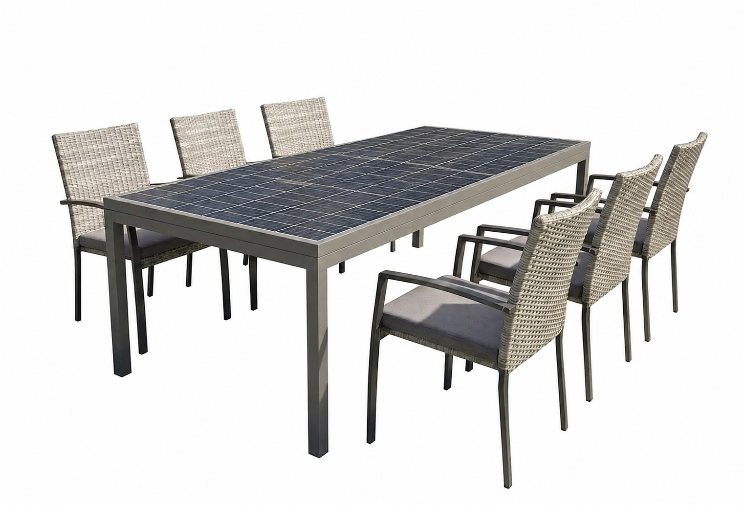 Jet-Line Solar Gartentisch 450 W Modul 6 Stühle & 800 W Wechselrichter