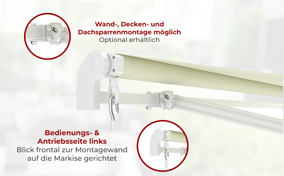 Markise Gelenkarmmarkise  3.95 x 2.95 m beige UV-Schutz Wasserbeständig Terrasse Balkon Garten