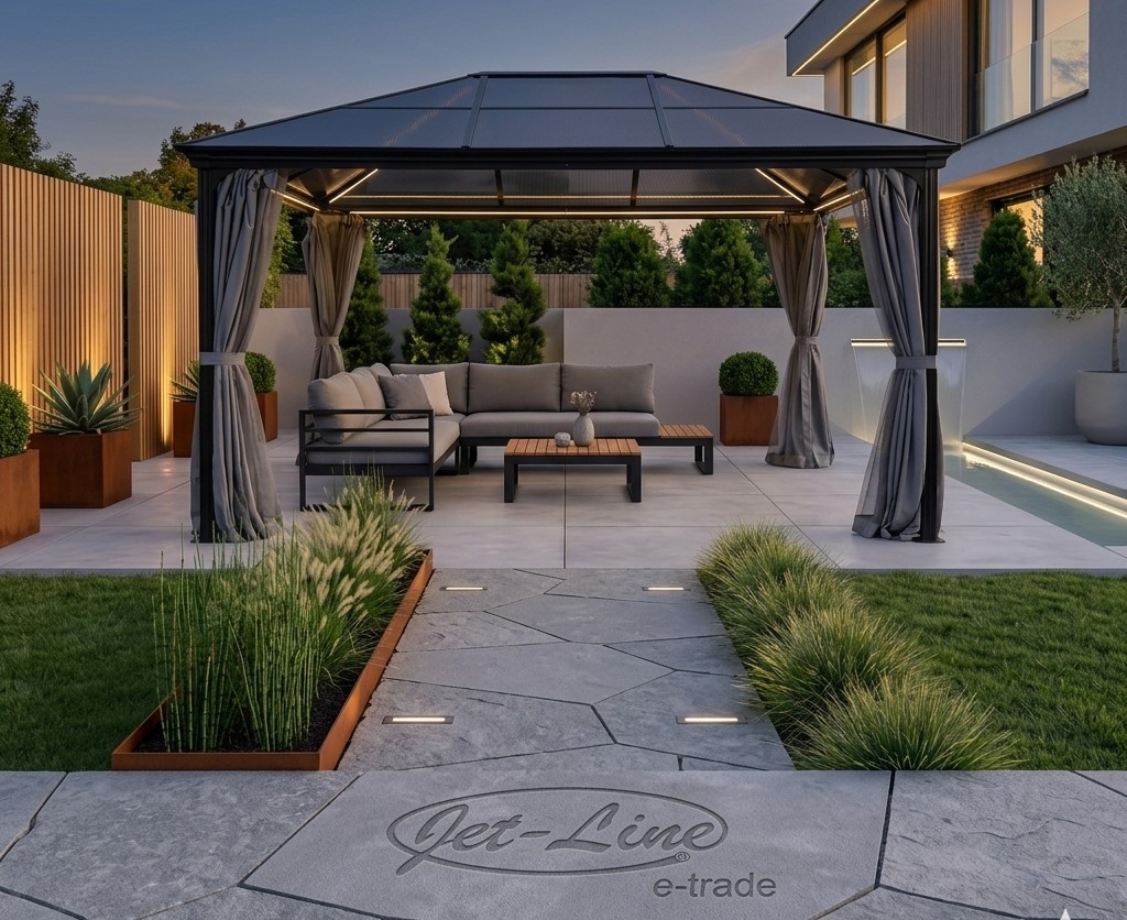 Pavillon Gartenpavillon 3x4 Taneo anthrazit aus Aluminium mit festem Dach UV-Schutz Sonnenschutz