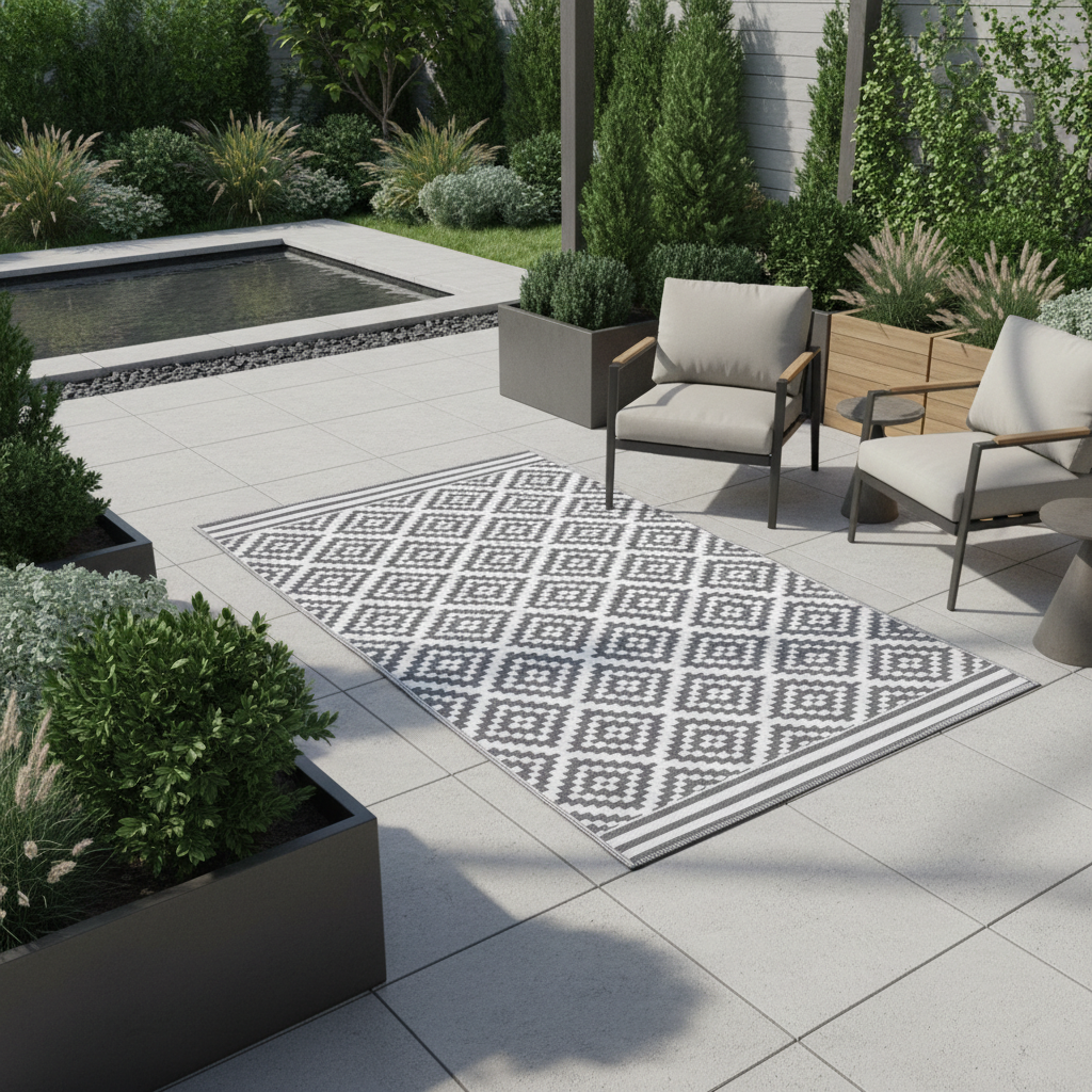 Gartenteppich Outdoor Kunststoffteppich grau Austin 150x240 cm Outdoor Terrasse Balkon