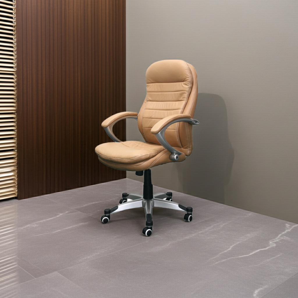 Bürostuhl Rom beige Chef Sessel Echtleder Büro Leder Büro Stuhl Jet-Line