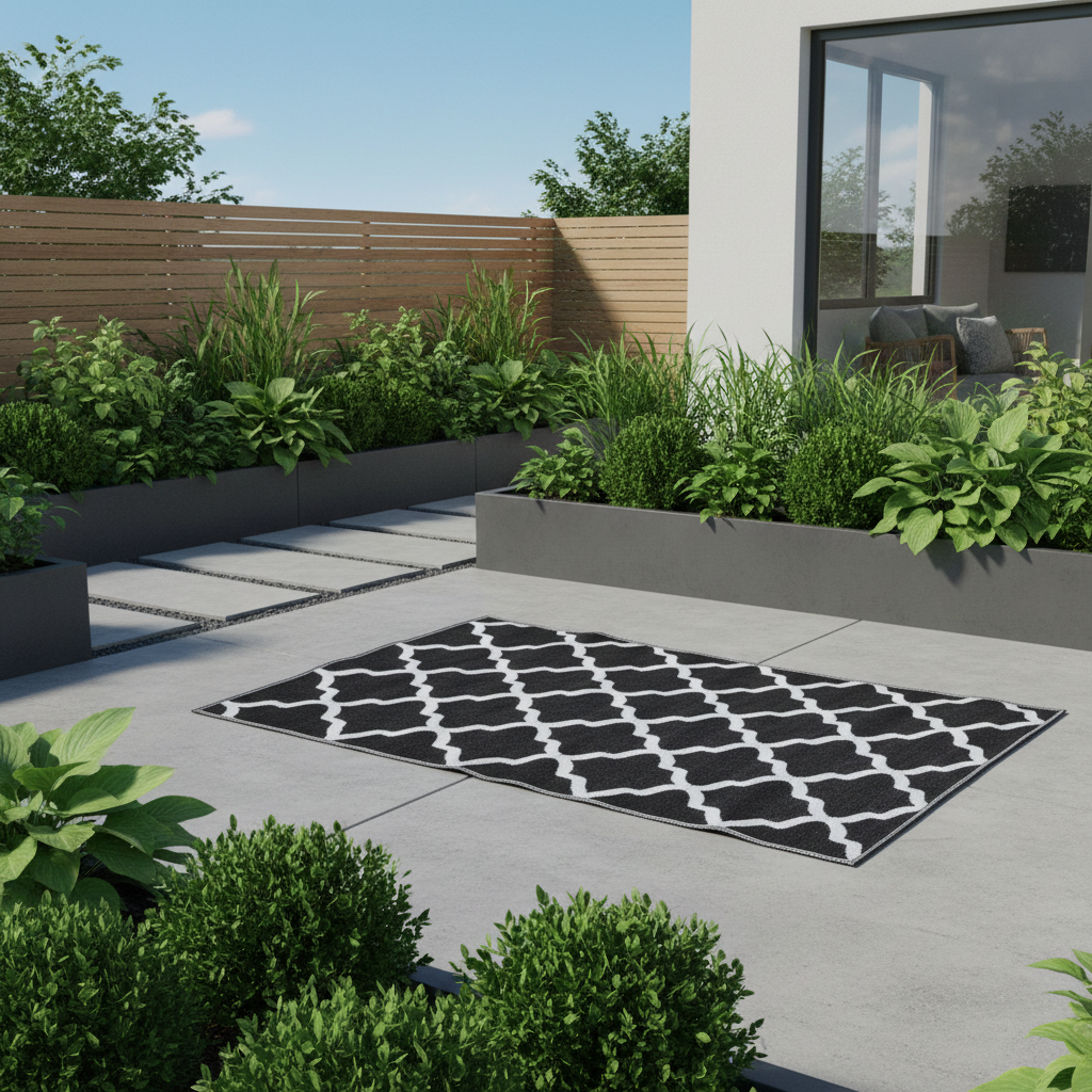 Garten Outdoor Teppich Kate 150x240cm schwarz von Jet-Line Balkon Terrasse